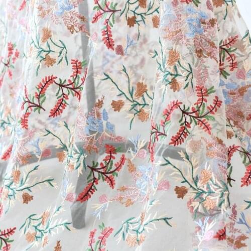 LASUI 2021 new 3 yards Color forest embroidery flower mesh lace fabric wedding dress skirt skin-friendly accessories X0777