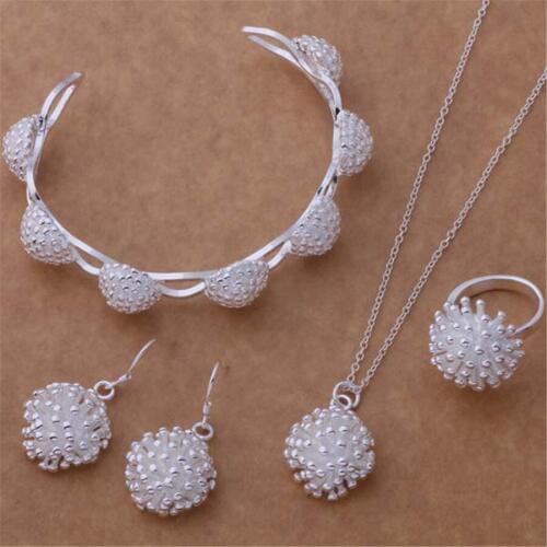 New Hot S329 factory wholesale silver color jewelry fashion women simple necklace earrings bracelets rings Jewelry Sets