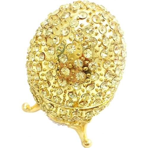Rhinestones Enamel Egg Jewelry Trinket Box Storage Organizer Wedding Supplies