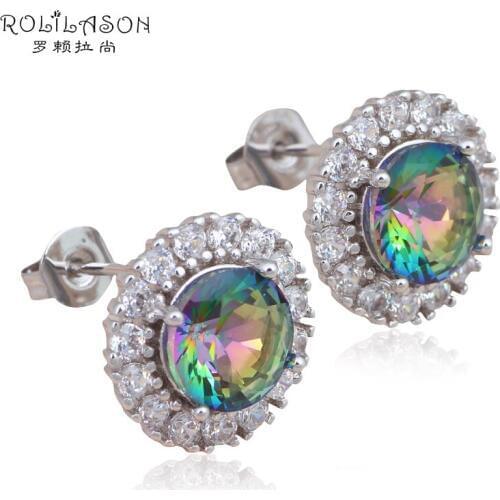 Popular Stamped Stamped silver color Flower Shining fashion jewelry Multi Zircon Stud Earrings Fast shipping JE956