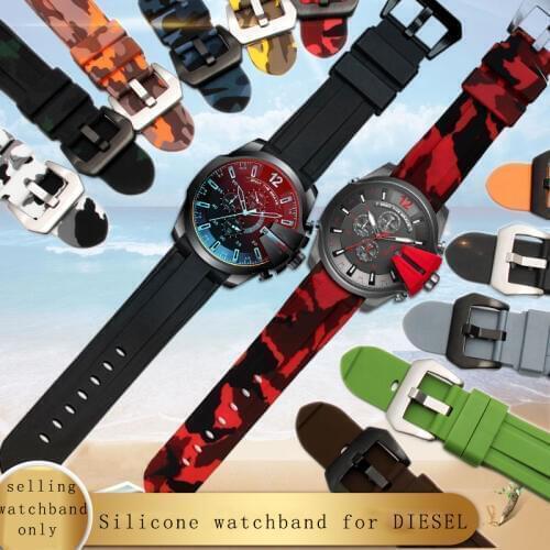Silicone watchband fit for Diesel DZT2002/DZ7257/DZ4343 CHIEF officer series 24mm mens watchband