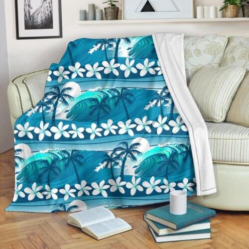 DARMIAN Hawaii Palm Tree Pattern Colorful Premium Flannel Blankets Travel Airplane Nap Thin Quilts Home Textile Fleece Blanket