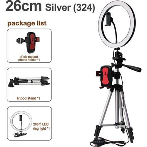 Tripod Phone Holder Clip With Led Ring Light Camera Photography Annular Lamp Studio Ringlight For Youtube Makeup Phone Selfie
