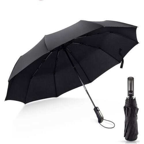 Folding Automatic Umbrella Rain Women Auto Luxury Wind Resistant Big Windproof Umbrellas Rain For Men Black Coating 10K Parasol
