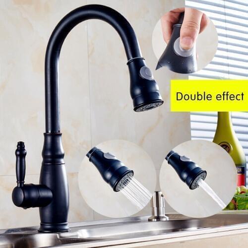 Kitchen Sink Faucet Swivel Romovable Faucet Black Panited Pull Out Water Saver Mixer Tap Modern Faucets Torneira Parede