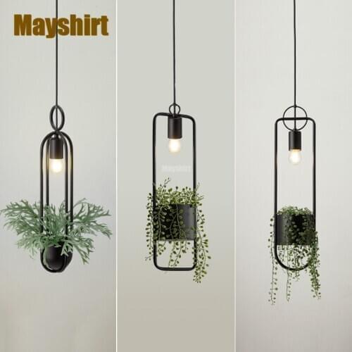 Modern Iron Plant Pendant Lights Home Deco Living Room Hanging Lights Nordic Art Deco Dining Room Light Fixture Industrial Lamp