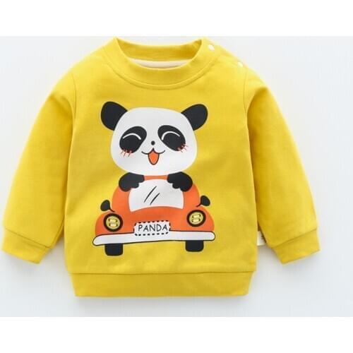 Baby Girls Sweatshirts Children Pullover Sweatshirts Cotton Long Sleeve Cartoon Casual New Fashon Yellow Toddler Boys Sweatshirt