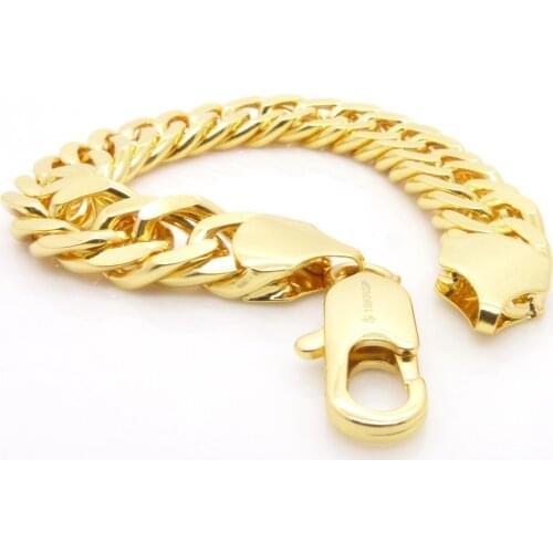 Heavest Double Cuban Chain Stamped GP Class Mens Bracelet