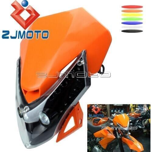Universal Motorcycle LED Headlight Dirt Bike Suppermoto Orange Headlight Fairing For XR WR CR RMZ DR DRZ250