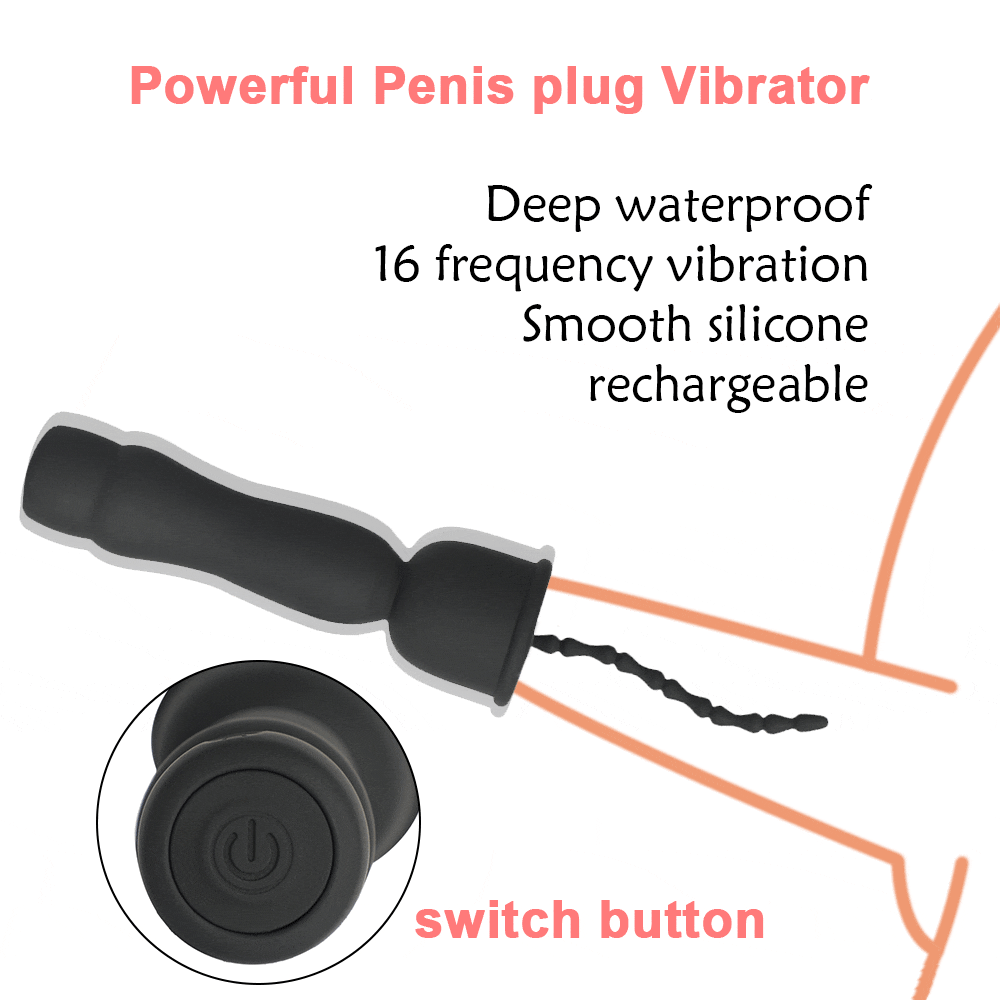 Vibrating Urethral Plug Masturbator Sex Toys For Men Penis Plug 16 Speed Urethral Vibrator Catheter Penis Insertion Urethra Plug