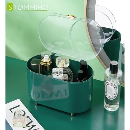 STOMMIHO Perfume Storage Box Cosmetic Storage Box Makeup Organizer Desktop Transparent Plastic Box with Lid Display Box Rack