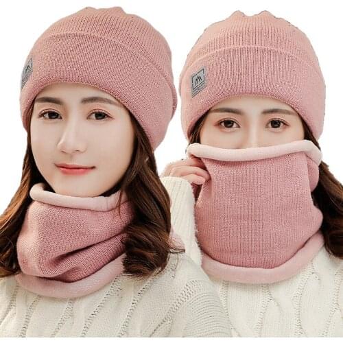 Unisex Add Fleece Lined Winter Hat Wool Warm Knitted Hat Set Thick Soft Stretch Elastic Hats For Men Women Leisure Beanie Cap