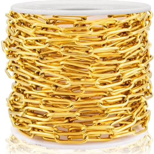 1 Meter Width 4mm Stainless Steel Gold Cable Chain For Jewelry Making Oval Link DIY Wallet Chains Necklace Handmade Accessories