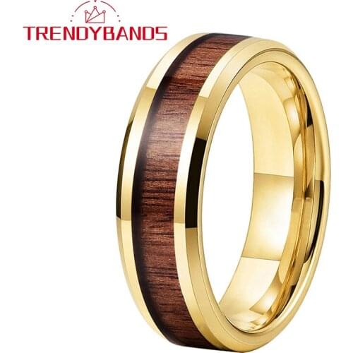 Gold 6MM Tungsten Carbide Engagement Ring For Men Women Wedding Band Fashion Jewelry Polished Shiny