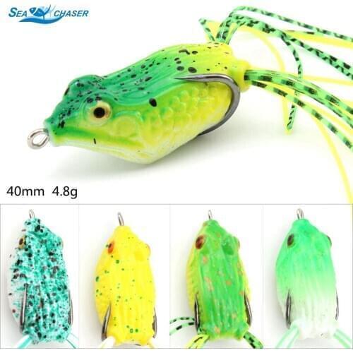 1PCS 40mm 4.8g Frog Lure Fishing Lures Treble Hooks Top water Ray Frog Artificial Minnow Crank Strong Artificial Soft Topwater