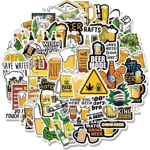 10/50PCS/Pack Funny Beer Stickers Graffiti for Laptop Bike Motorcycle Guitar Skateboard Luggage Waterproof Decal Toys