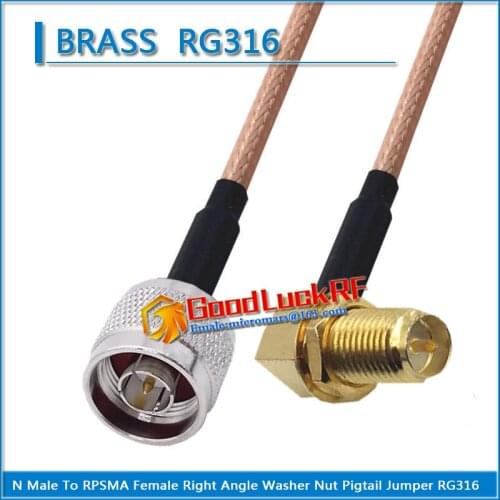 1X Pcs High-quality N Male to RP-SMA RPSMA RP SMA Female Washer Bulkhead Nut Right Angle Coaxial Pigtail Jumper RG316 Cable