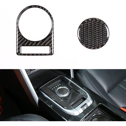 2pcs/set Car Gear Shift Panel Decoration Frame Stickers For Land Rover Discovery Sport 2015-2019 Real Carbon Fiber Accessory
