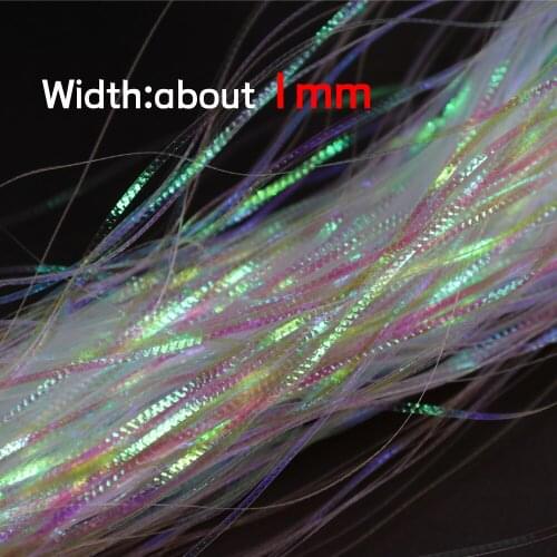 2Packs 1mm 9.8” Rainbow Corrugated Gliss Strands New Iridescent Flash Fly Tying Material Simulates Fish Scales/Tentacles