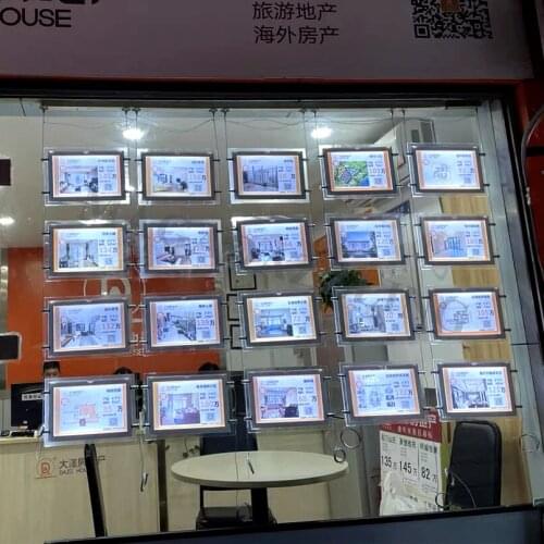 20PCS A4 Landscape LED Illuminate Window Display Kits Single Sided Acrylic Poster Frame Light Panel for Real Estate Agent