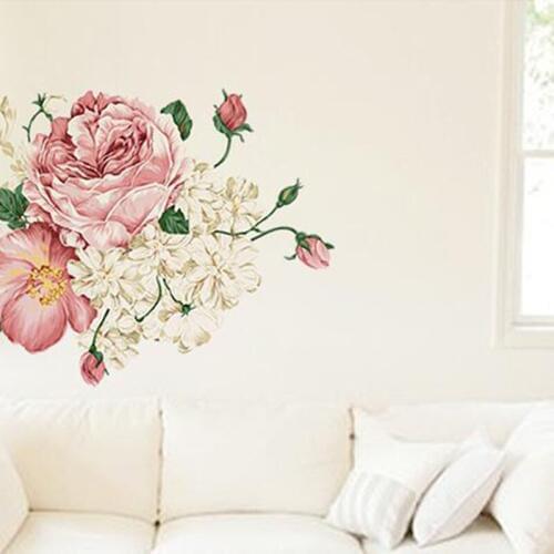 3D New beautiful peony Flower Sticker Wall Decals For Kid Room Bedroom Living Room Decorative Stickers PVC Wall Stickers