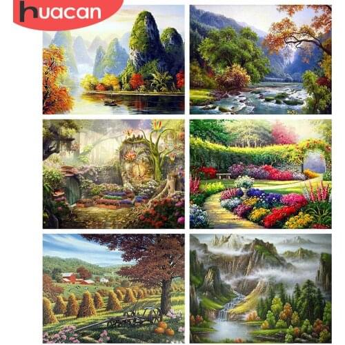 HUACAN 5d Diamond Painting Nature Landscape DIY Diamond Embroidery Garden Mosaic Rhinestones Pictures Home Decor