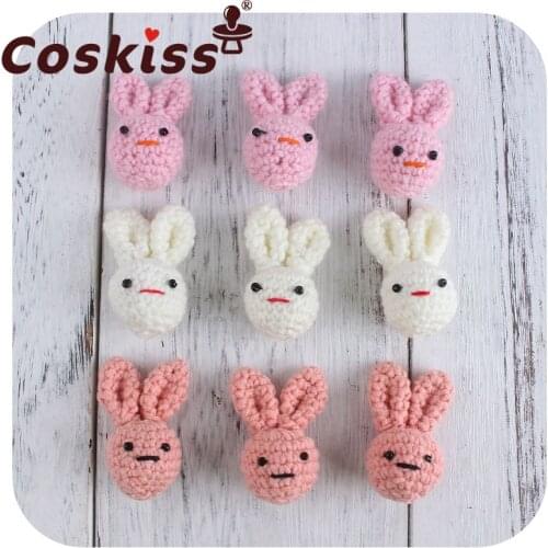 Coskiss 5pcs Food Grade Bunny Teether Crochet Beads For Dummy Pacifier Clip DIY Wood Jewelry Making For Teeth Baby Product