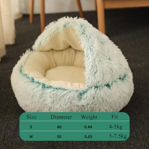 Long Plush Round Cat Bed Cat Warm House Soft Plush Pet Dog Beds For Small Dogs Cat Kitten Nest 2 In 1 Cats Cushion Sleeping Sofa