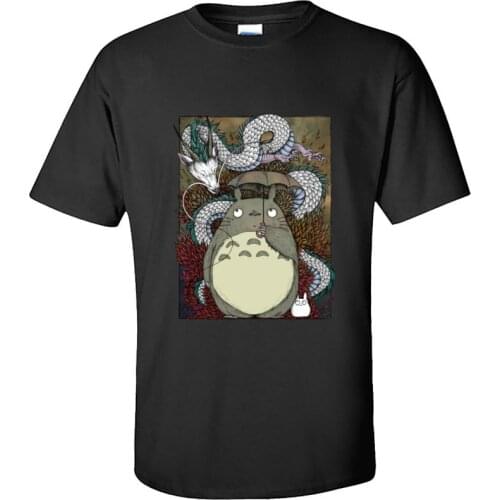 Rain Day My Neighbor Totoro Men T-Shirts Plain Short Sleeve Street T-shirts 100% Cotton Fabric Round Neck Camiseta Christmas Day