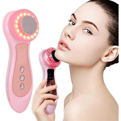 Electric LED Photontherapy Heating Face Skin Rejuvenation Lifting Tighten Massager Sonic Vibrating Pore Cleaner Beauty Care Tool
