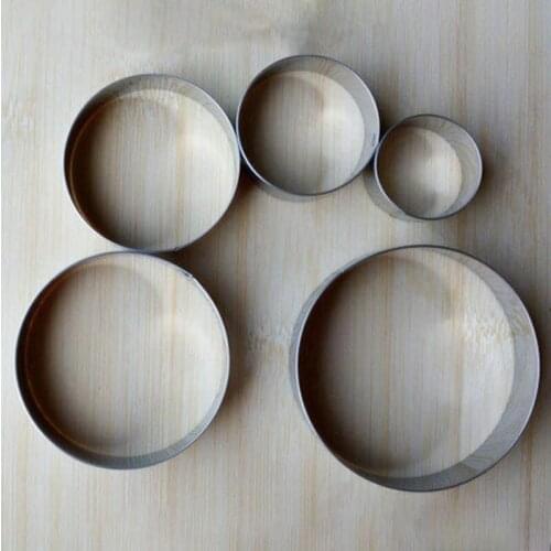 Stainless Steel Biscuit Mould Portable Round Shape Cake Cookie Mold Kitchen Gadgets Baking Accessories Cookie Cutter 5Pcs