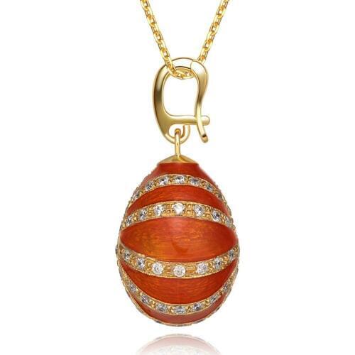 Classic Vintage Egg Pendant Charm Crystal Rhinestone Necklace Elegant Temperament Christmas Gift To Women