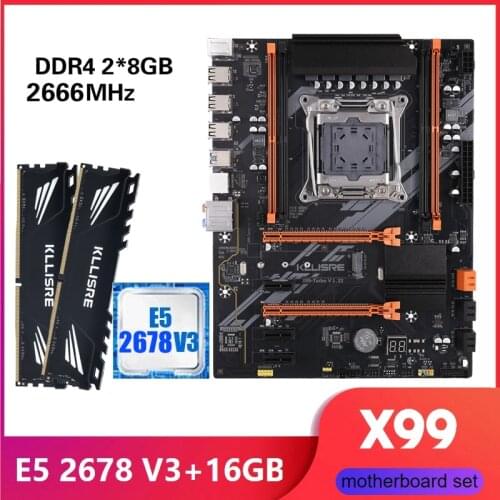 Kllisre X99 D4 motherboard combo with Xeon E5 2678 V3 LGA2011-3 CPU 2pcs X 8GB = 16GB 2666MHz DDR4 memory