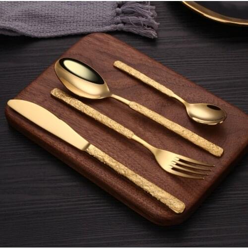 Platinum stone pattern 304 stainless steel cutlery luxury steak knife Western tableware 4-piece knife and fork set