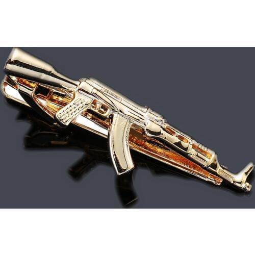 New high-end tie clips golden AK47 machine gun design style mens tie clip