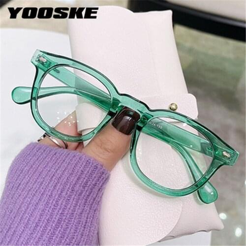 YOOSKE Blue Light Blocking Glasses Frame Women Classic Round Decorative Eyewears Men Anti Blue Computer Eyeglasses Spectacle
