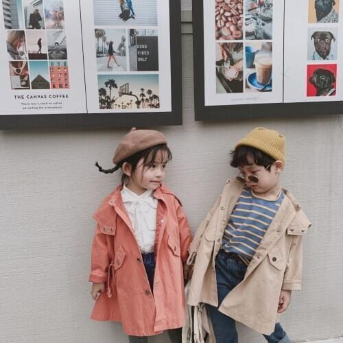 2020 Autumn Children Coat Korean Casual Trench Coat for Boy and Girls Kids Hooded Windbreaker Solid Unisex Kids Outerwear