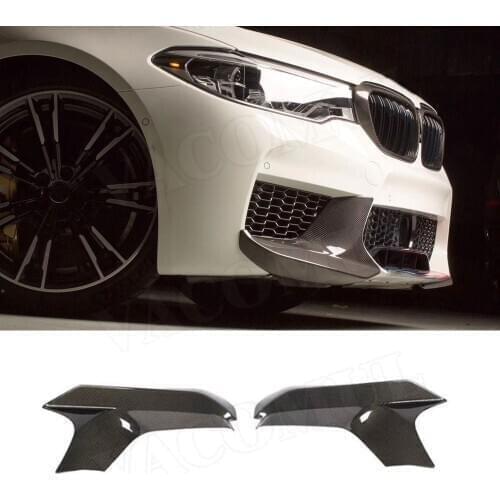For 5 Series Carbon Fiber Front Lip Flaps Corner Bumper Trim Protector For BMW F90 M5 2018 2019 FRP MP Style Head Chin Splitters