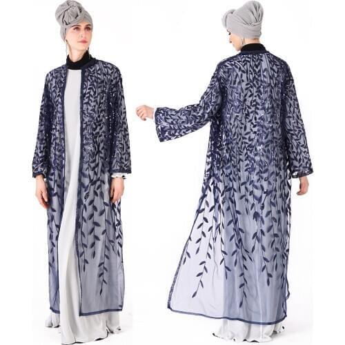 Islamic Muslim Womens Abaya Sequin Embroidery Cloak Dubai Fashion Dress Arab Caftan Arabic Turkish Kaftan Female Clothing