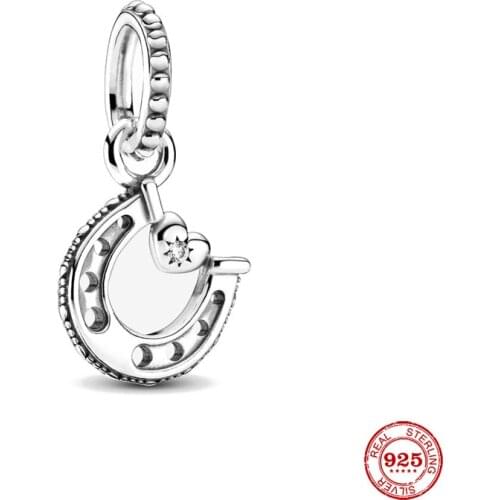 New Original Silver Color Horseshoe Dangle Bead Fit European Pandora Charms Bracelet Bangles Diy Jewelry P141