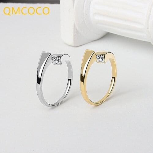QMCOCO New Style 925 Silver Rings For Women Vintage Zircon Open Round Engagement Rings Jewelry Accessories