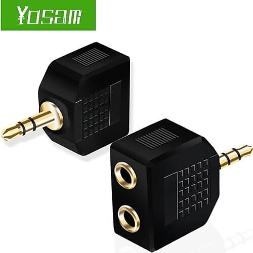YOSAM audio headset 3.5mm plug jack headphone splitter one male to two female adapter for portable media players