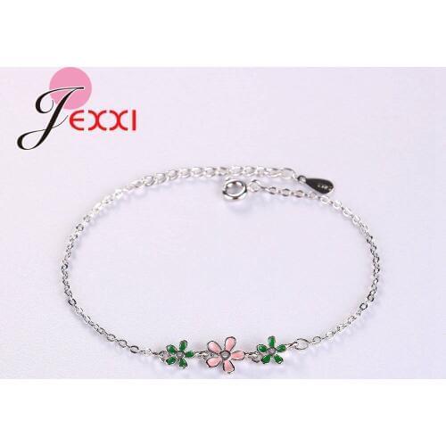 Romantic Flower Bracelets 925 Sterling Silver Jewelry For Women Banquet Accessories Charming High Quality