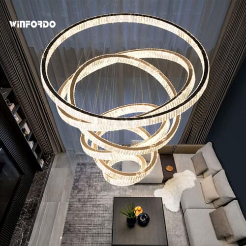 2021 Luxury Modern Chandelier Lighting Large Stair Light LED Crystal Lamp Home Decoration Lighting Fixtures