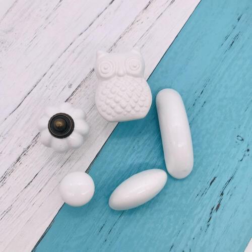 White Furniture Handles Owl/New Moon Design Creative Cabinet Knobs and Handle Door Closet Cabinet Drawer Pull Handle for Kitchen