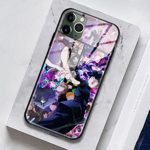 Mob Psycho 100 Shigeo and Reigen Tempered Glass Silicone Phone Case For iPhone SE 6s 7 8 Plus X XR XS 11 Pro Max Cover Shell