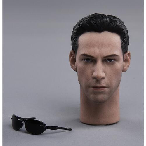 1/6 Scale Keanu Reeves Neo Head Sculpt with Sunglasses for 12" Action Figure Body Collections Toys