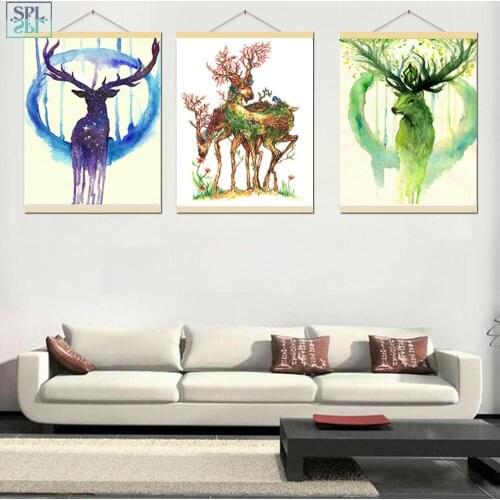 SPLSPL Retro Watercolor Red Circle Bamboo Leaves Chinese Style Wall Picture Canvas Art Print Poster and Painting for Bedroom