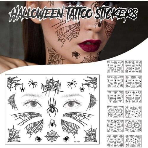 Spider Halloween Tattoo Sticker Face Sticker Halloween Props Cosplay Supplies Waterproof Fake Temporary Spider Web Stickers