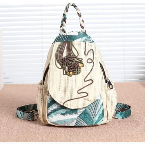 Women Vintage Embroidery Canvas Backpacks College School Teenages Girls Travel Shoulder Bag Femme Chest Pack Mochila Para Mujer